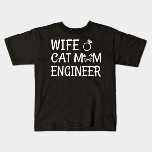 wife cat mom engineer Kids T-Shirt